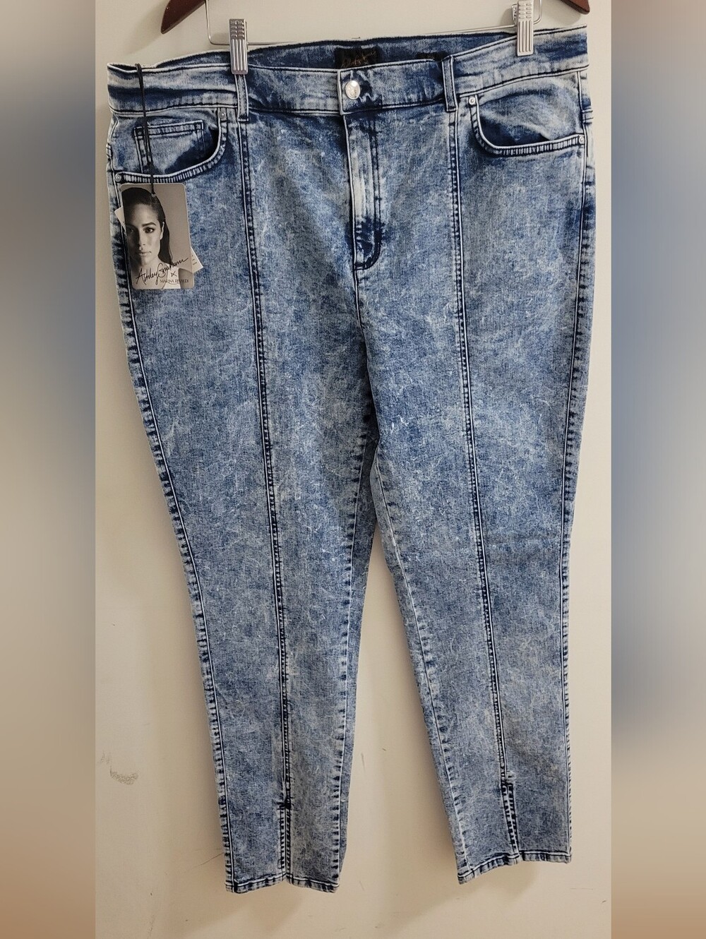 Ashley Gram X Marina Renaldi Acid Wash Slim Jeans Size 20